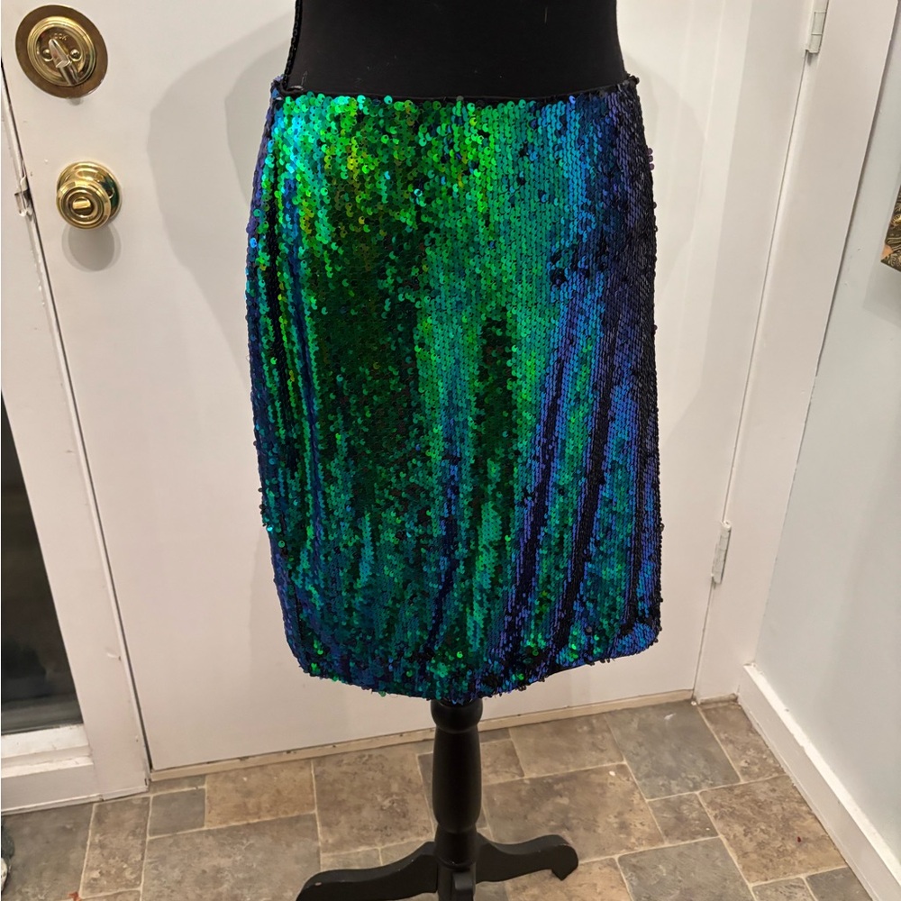 Forever 21 Shimmering Green and Blue Sequin Mini Skirt